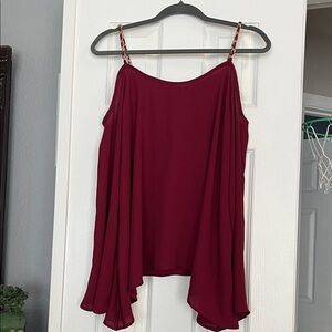 Charlotte Russe burgundy cold shoulder top